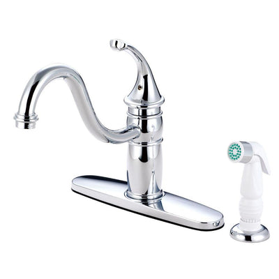 Kingston Brass Chrome Georgian 8" kitchen faucet with plastic sprayer KB1571GL