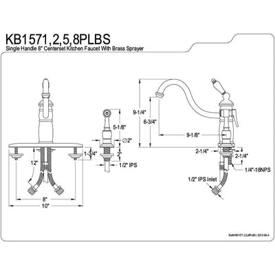 Kingston Brass Chrome Single Handle Kitchen Faucet With Brass Sprayer KB1571PLBS