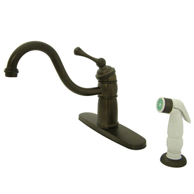 Kingston Oil Rubbed Bronze Single Handle Kitchen Faucet With Sprayer KB1575BL