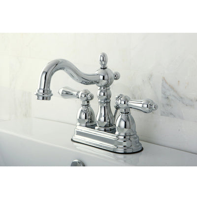 Kingston Brass Chrome 2 Handle 4" Centerset Bathroom Faucet with Pop-up KB1601AL