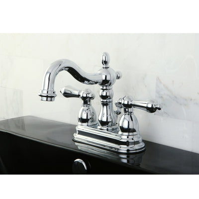 Kingston Brass Chrome 2 Handle 4" Centerset Bathroom Faucet with Pop-up KB1601AL