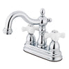 Kingston Brass Chrome 2 Handle 4" Centerset Bathroom Faucet with Pop-up KB1601PX