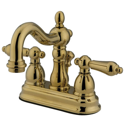 Kingston Polished Brass 2 Handle 4" Centerset Bathroom Faucet w Drain KB1602AL