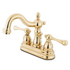 Kingston Polished Brass 2 Handle 4" Centerset Bathroom Faucet w Drain KB1602BL