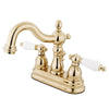 Kingston Polished Brass 2 Handle 4" Centerset Bathroom Faucet w Drain KB1602PL