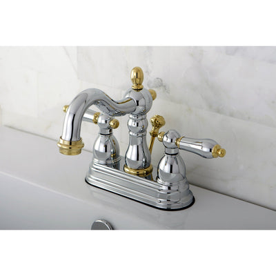 Kingston Chrome/Polished Brass 2 Handle 4" Centerset Bathroom Faucet KB1604AL