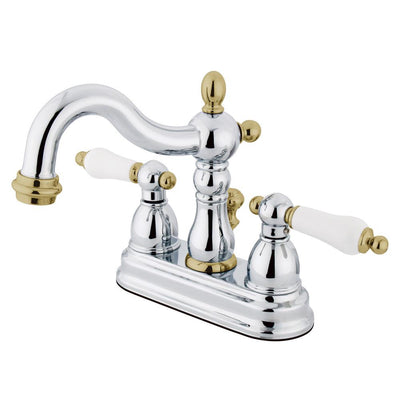 Kingston Chrome/Polished Brass 2 Handle 4" Centerset Bathroom Faucet KB1604PL