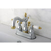 Kingston Chrome/Polished Brass 2 Handle 4" Centerset Bathroom Faucet KB1604PL