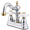 Kingston Chrome/Polished Brass 2 Handle 4" Centerset Bathroom Faucet KB1604PX