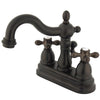 Kingston Oil Rubbed Bronze 2 Handle 4" Centerset Bathroom Faucet KB1605AX