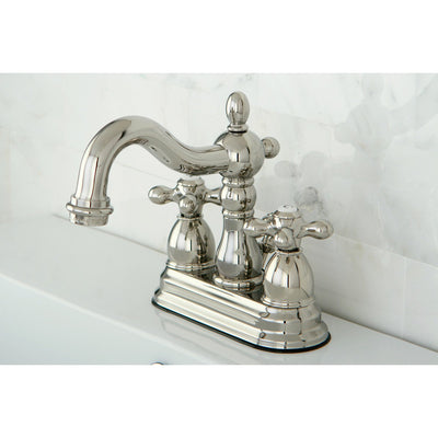 Kingston Polished Nickel 2 Handle 4" Centerset Bathroom Faucet w Drain KB1606AX