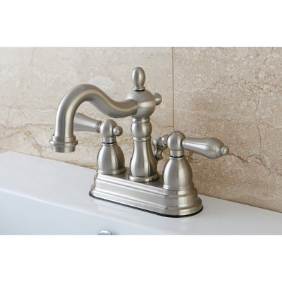 Kingston Satin Nickel 2 Handle 4" Centerset Bathroom Faucet with Pop-up KB1608AL