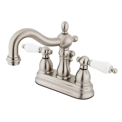 Kingston Satin Nickel 2 Handle 4" Centerset Bathroom Faucet with Pop-up KB1608PL