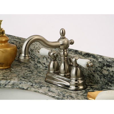 Kingston Satin Nickel 2 Handle 4" Centerset Bathroom Faucet with Pop-up KB1608PL