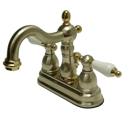 Kingston Satin Nickel/Polished Brass 4" Centerset Bathroom Faucet KB1609PL