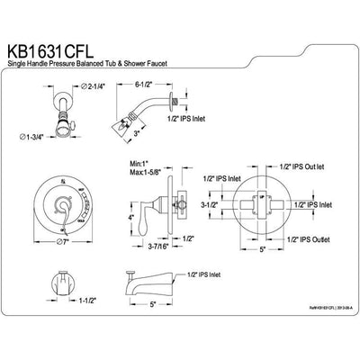 Kingston Brass Century Polished Chrome Tub & Shower Faucet KB1631CFL