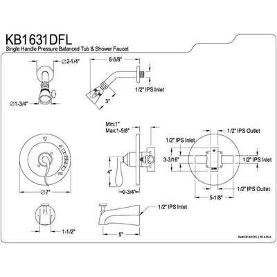 Kingston Brass Chrome NuFrench tub & shower combination faucet KB1631DFL