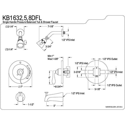 Kingston Brass Polished Brass NuFrench tub & shower combination faucet KB1632DFL