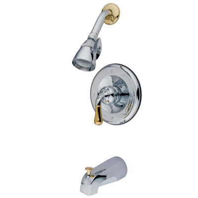 Kingston Chrome/Polished Brass Magellan tub and shower combination faucet KB1634