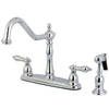 Kingston Brass Chrome 8" Centerset Kitchen Faucet with Brass Sprayer KB1751ALBS