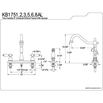 Kingston Chrome 8" Centerset Kitchen Faucet with Non-Metallic Sprayer KB1751AL