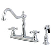 Kingston Brass Chrome 8" Centerset Kitchen Faucet with Brass Sprayer KB1751AXBS