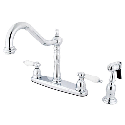 Kingston Brass Chrome 8" Centerset Kitchen Faucet with Brass Sprayer KB1751PLBS