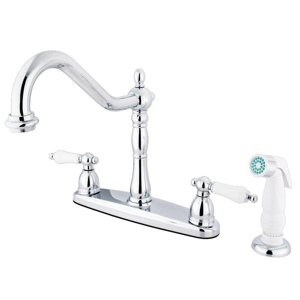 Kingston Chrome 8" Centerset Kitchen Faucet with Non-Metallic Sprayer KB1751PL