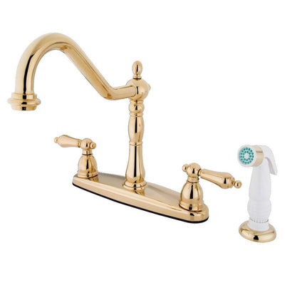 Kingston Brass Polished Brass 8" Centerset Kitchen Faucet with Sprayer KB1752AL