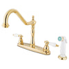 Kingston Brass Polished Brass 8" Centerset Kitchen Faucet with Sprayer KB1752PL