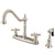 Kingston Satin Nickel 8" Centerset Kitchen Faucet with Brass Sprayer KB1758AXBS