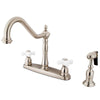 Kingston Satin Nickel 8" Centerset Kitchen Faucet with Brass Sprayer KB1758PXBS