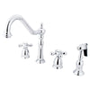 Kingston Brass Chrome 8" Centerset Kitchen Faucet with Brass Sprayer KB1791AXBS