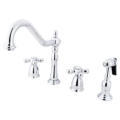 Kingston Brass Chrome 8" Centerset Kitchen Faucet with Brass Sprayer KB1791AXBS