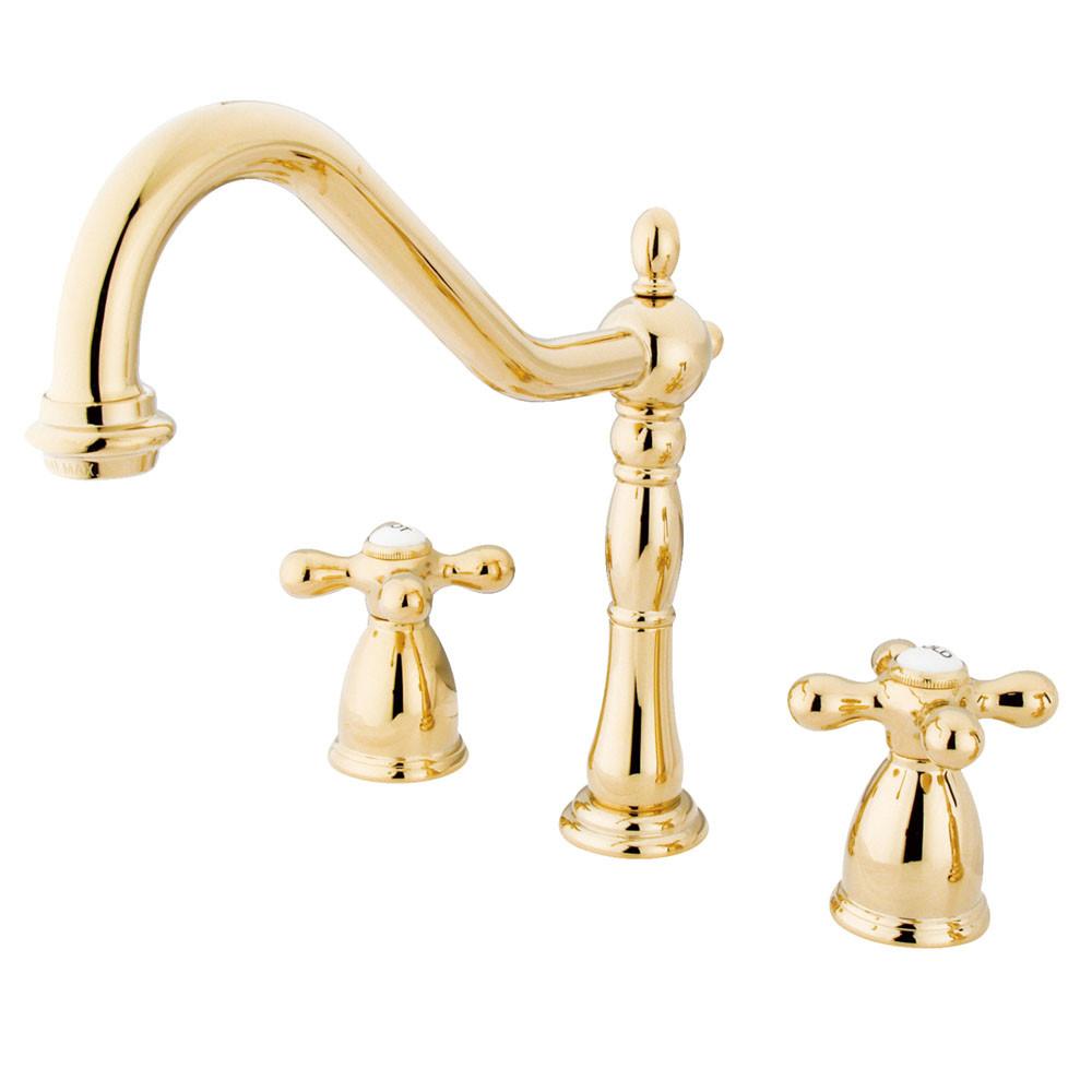 Kingston Polished Brass 8" Centerset Kitchen Faucet without Deck KB1792AXLS