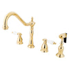 Kingston Polished Brass 8" Widespread Kitchen Faucet w Brass Sprayer KB1792PLBS