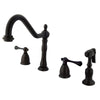 Kingston Oil Rubbed Bronze 8" Widespread Kitchen Faucet w Sprayer KB1795BLBS