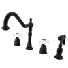 Kingston Oil Rubbed Bronze 8" Center Kitchen Faucet w Brass Sprayer KB1795PXBS