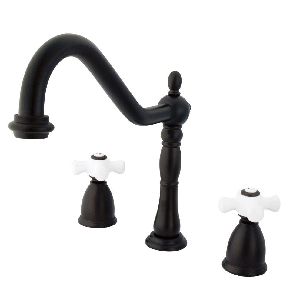 Kingston Oil Rubbed Bronze 8" Center Kitchen Faucet without Deck KB1795PXLS