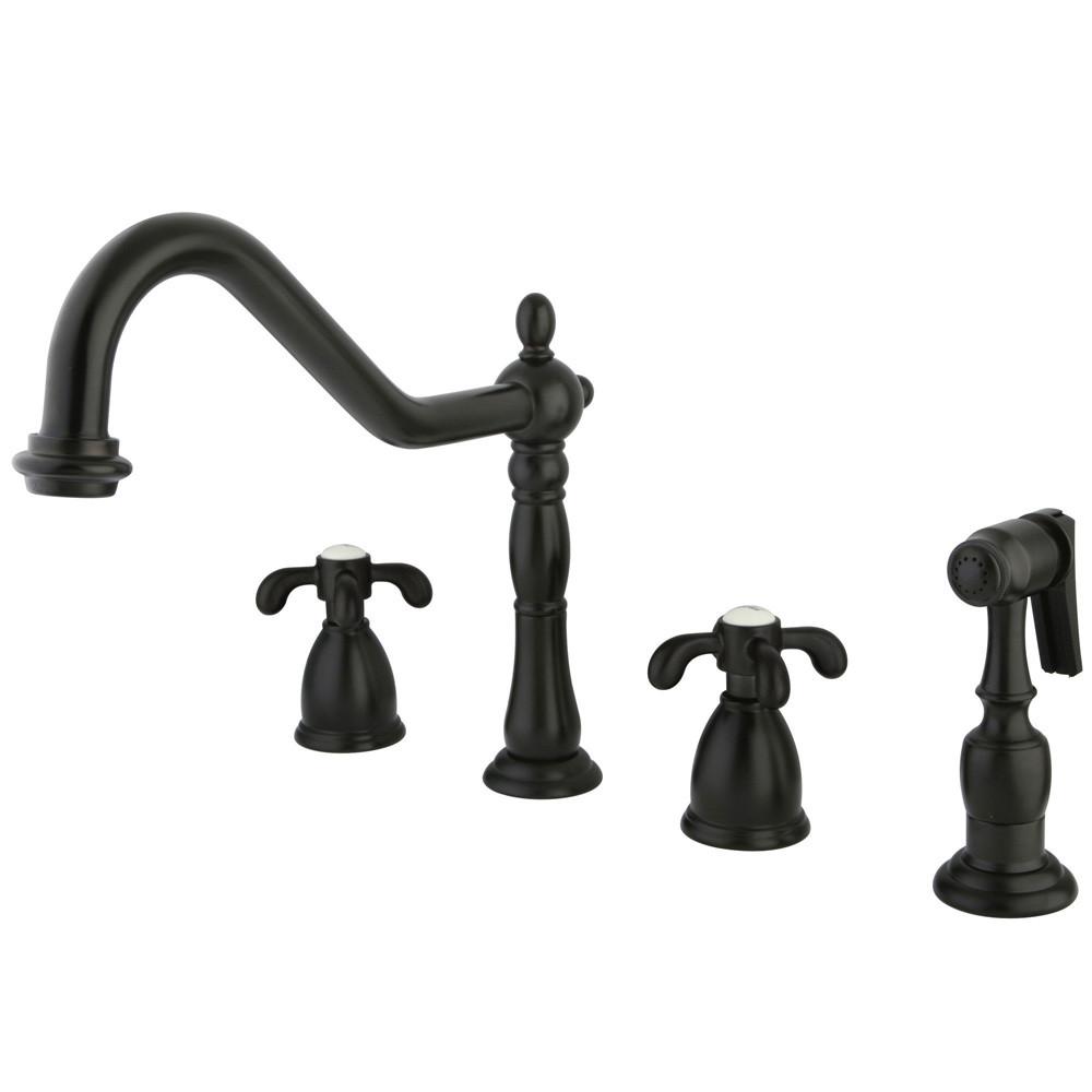 Kingston Oil Rubbed Bronze French Country Widespread Kitchen Faucet KB1795TXBS