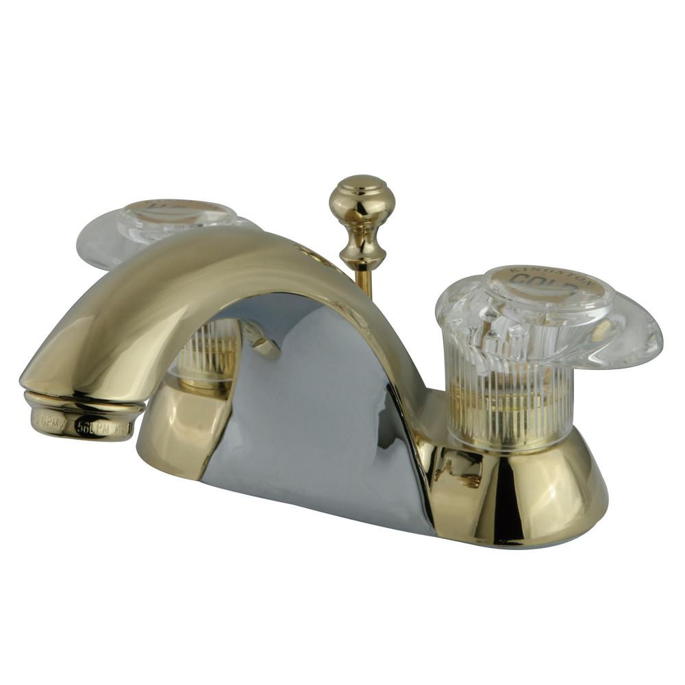 Kingston Polished Brass 2 Handle 4" Centerset Bathroom Faucet w Drain KB2152B