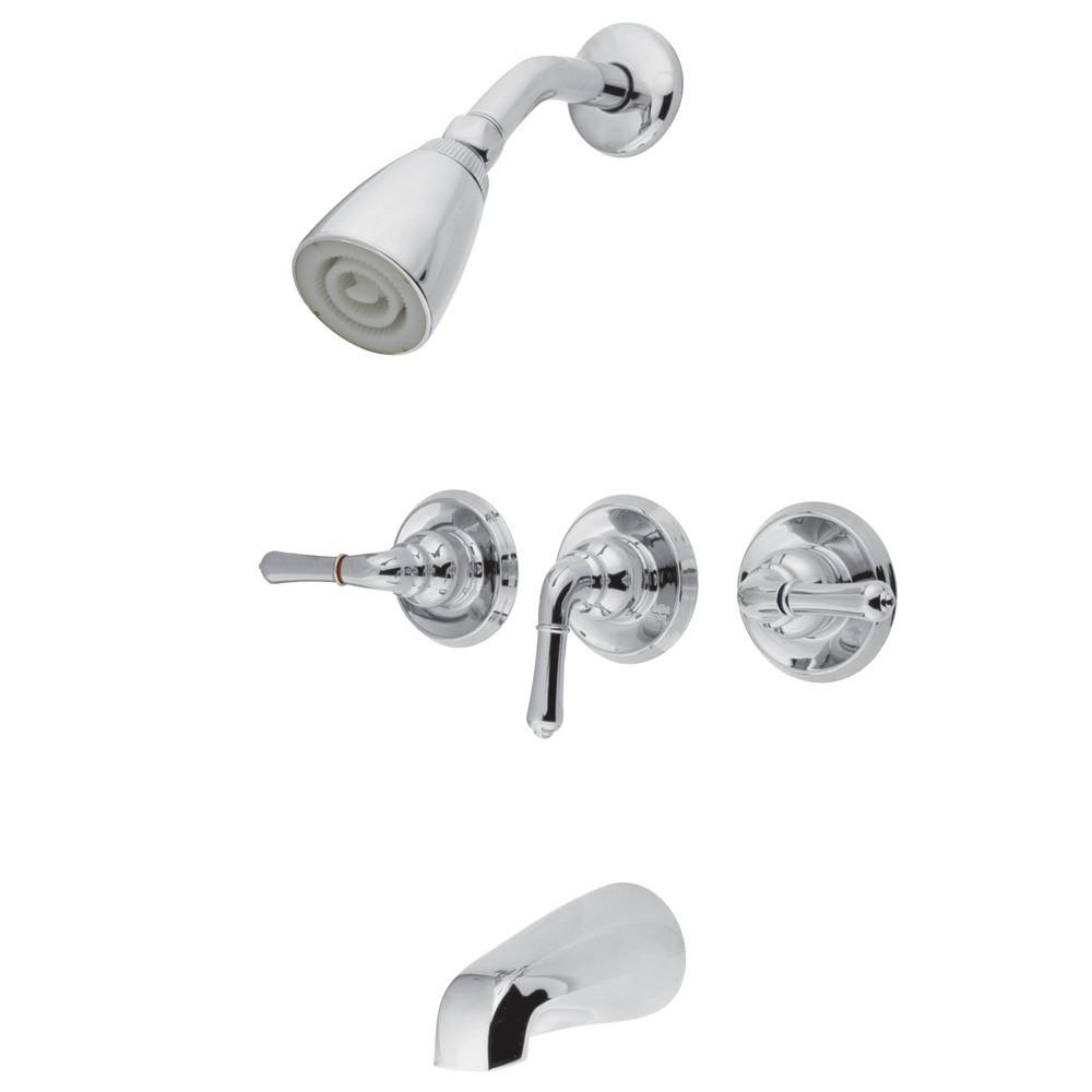 Kingston Chrome Magellan three handle tub and shower combination faucet KB231