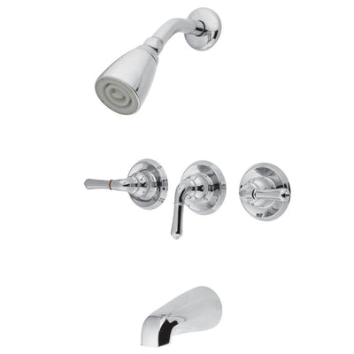 Kingston Chrome Magellan three handle tub and shower combination faucet KB231