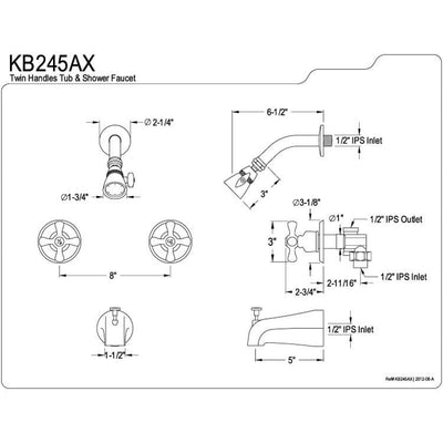 Kingston Oil Rubbed Bronze 2 Handle Tub and Shower Combination Faucet KB245AX