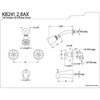 Kingston Brass Satin Nickel 2 Handle Tub and Shower Combination Faucet KB248AX