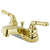 Kingston Polished Brass 2 Handle 4" Centerset Bathroom Faucet with Pop-up KB252