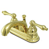 Kingston Polished Brass 2 Handle 4" Centerset Bathroom Faucet w Drain KB2602AL