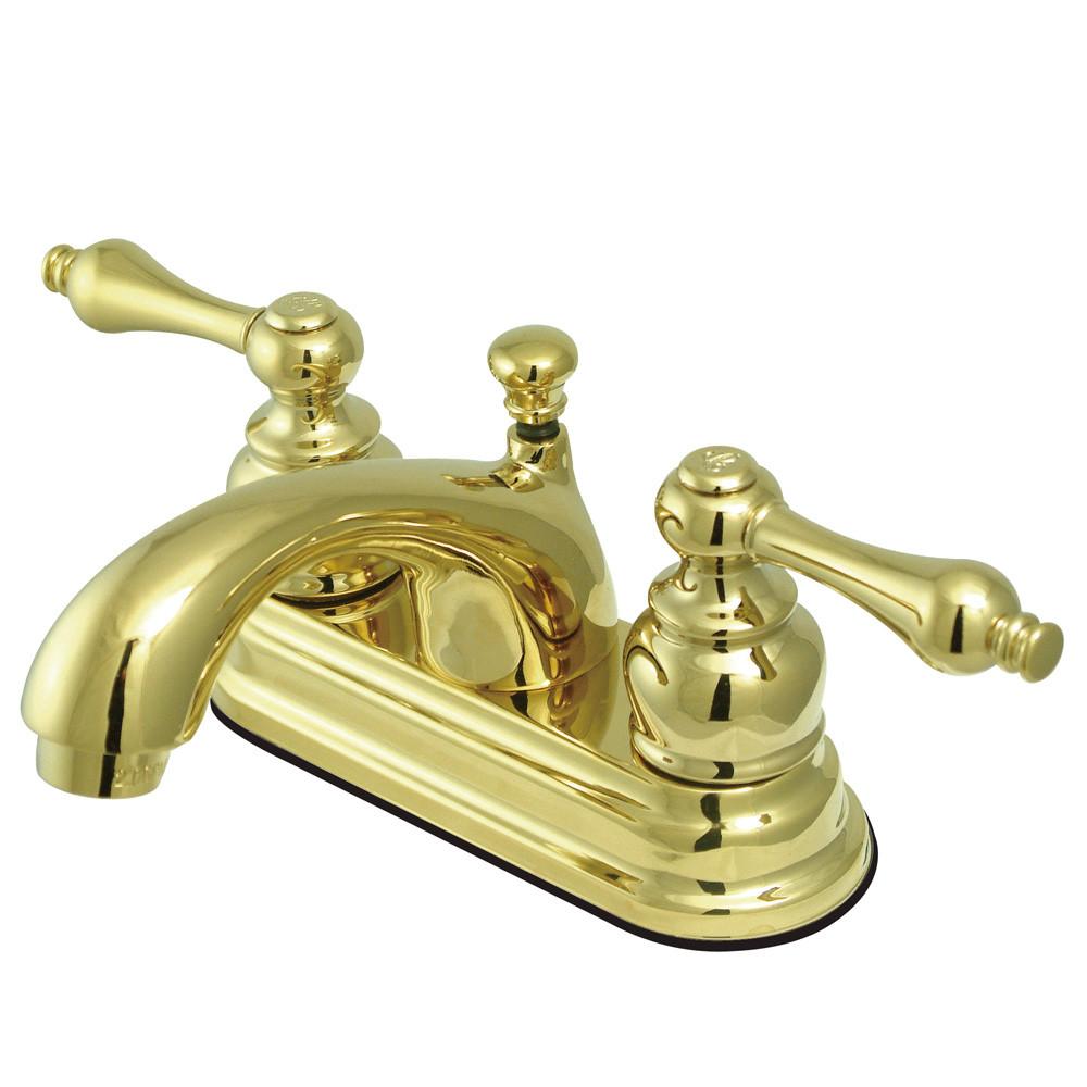 Kingston Polished Brass 2 Handle 4" Centerset Bathroom Faucet w Drain KB2602AL