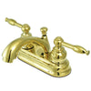 Kingston Polished Brass 2 Handle 4" Centerset Bathroom Faucet w Drain KB2602KL