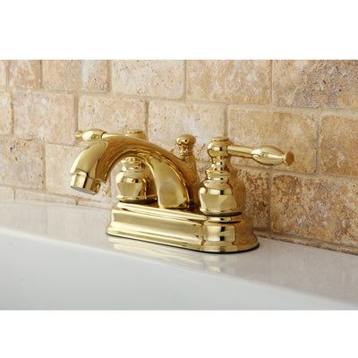 Kingston Polished Brass 2 Handle 4" Centerset Bathroom Faucet w Drain KB2602KL